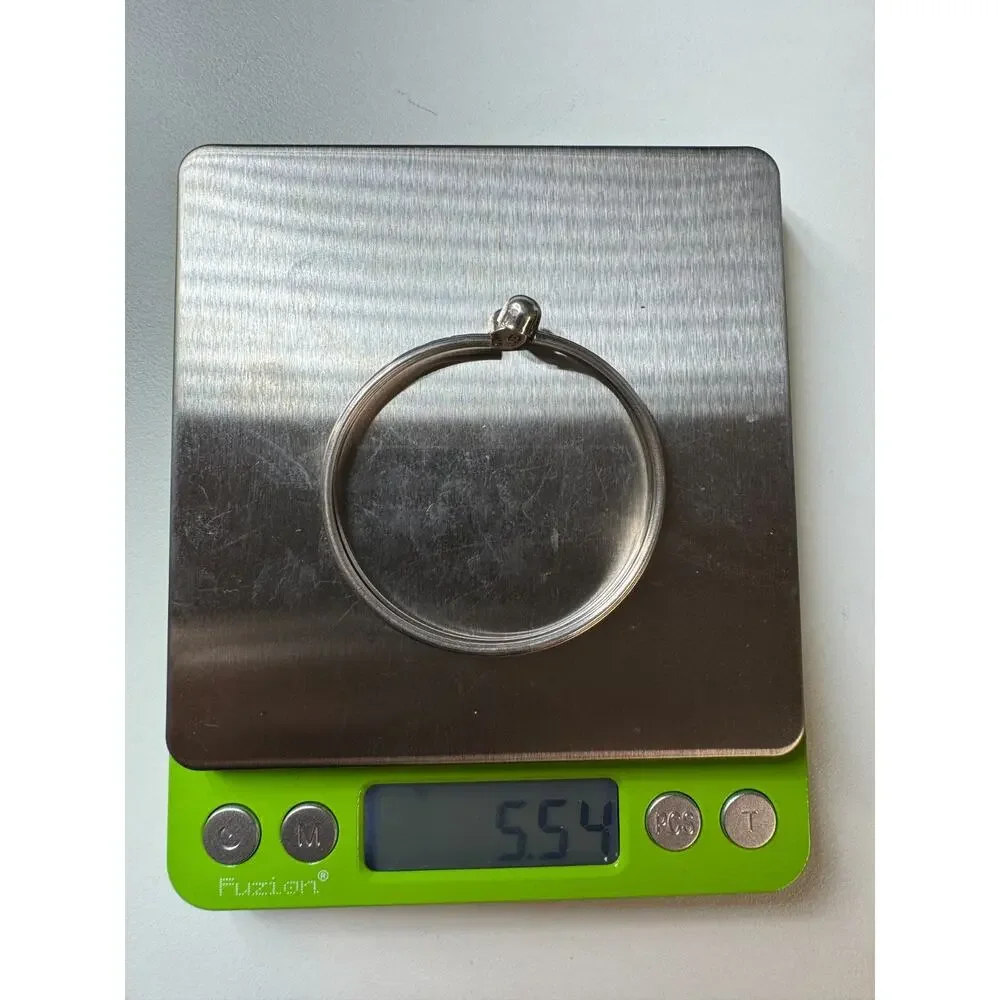 Sterling Silver 925 Bypass Cuff Bangle Ball Ends Engraved